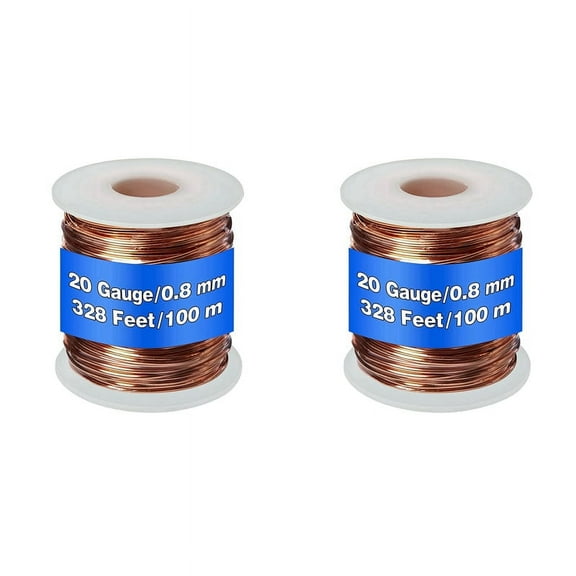 2X 99.9% Dead Soft Copper Wire, 20 Gauge/ 0.8 mm Diameter, 328 Feet/ 100 M, 1 Pound Spool Pure Copper Wire