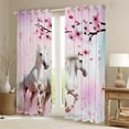 thumbnail image 2 of jejeloiu White Horse Blackout Curtains,Western Cowgirl Curtains Pack of 2 (38x45 Each),Pink Berry Blossom Window Curtains For Girls Kids,Microfiber Bedroom Decor, 2 of 6