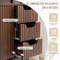 thumbnail image 4 of Grepatio Bathroom Floor Cabinet, Fluted Storage Cabinet with Sliding Door & 3 Drawers, Freestanding Cabinets Organizer Storage w/Adjustable Shelf, Faux Marble Top for Bathroom, Kitchen (Brown), 4 of 14