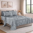thumbnail image 3 of Lux Decor Queen 6 Piece Bed Sheet Set - Paisley Printed Microfiber Sheets, Ultra Soft, Deep Pocket, Wrinkle-Free, Breathable, OEKO-TEX Certified - Queen, Grey, 3 of 10