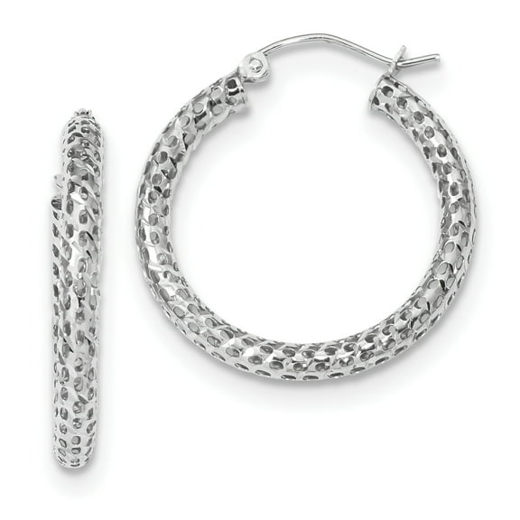 14k White Gold Mesh Hoop Earrings 14k White Gold Earrings