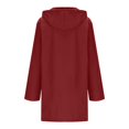 thumbnail image 3 of WTOBBY Women's Solid Stripe Mid-Length Hooded Waterproof Rain Jacket for Outdoor Sports and Sun Exposure, Windproof and Comfortable,Wine XL, 3 of 5