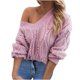 thumbnail image 1 of Suéteres Para Mujer Suéter de Punto Con Cable Cuello en V Otoño Invierno Slim Fit Pullover Nail Bead Tops de Manga Larga Odeerbi ODB186851, 1 of 8