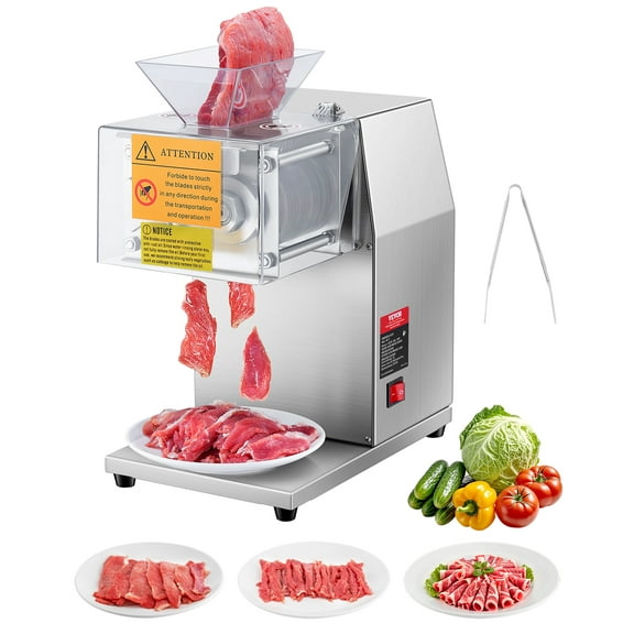 KFFKFF 850W Commercial Meat Cutter Slicer Machine 551 lb/h Meat Cutting Machine, 5 mm Cutting Thickness,Blade Removables