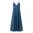thumbnail image 6 of Viikei Plus Size Skirts for Women Loose Solid V-Neck Open Back Suspender Long Dresses Party Dresses, 6 of 9