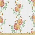thumbnail image 1 of Floral Fabric by the Yard, Vertical Art of Flowers with Leaves Budding, Decorative Upholstery Fabric for Chairs & Home Accents, Orange Green by Ambesonne, 1 of 5