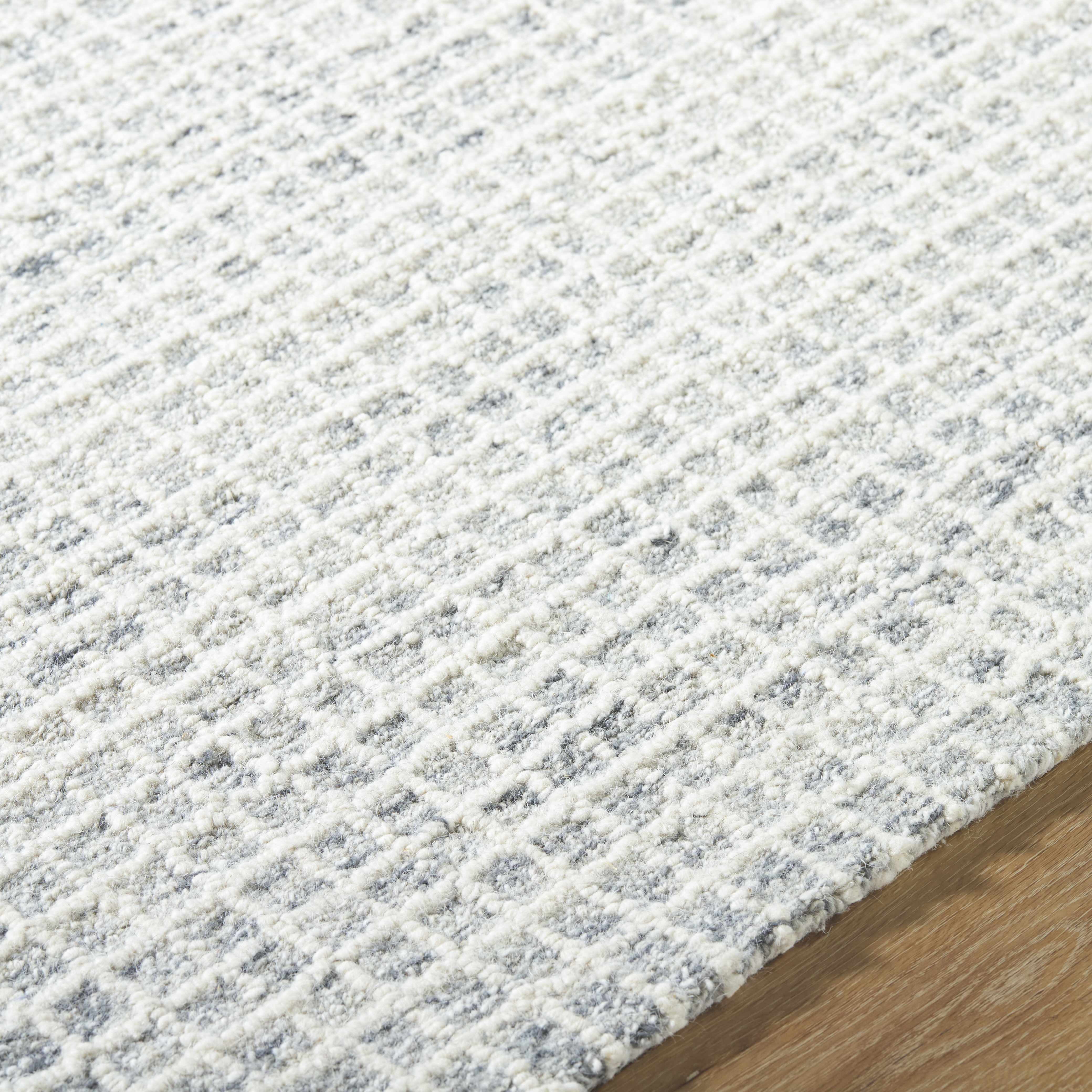Hauteloom Anahid Wool Living Room, Bedroom Area Rug - Contemporary - Light Silver, Off White, Slate Blue - 4' x 6'