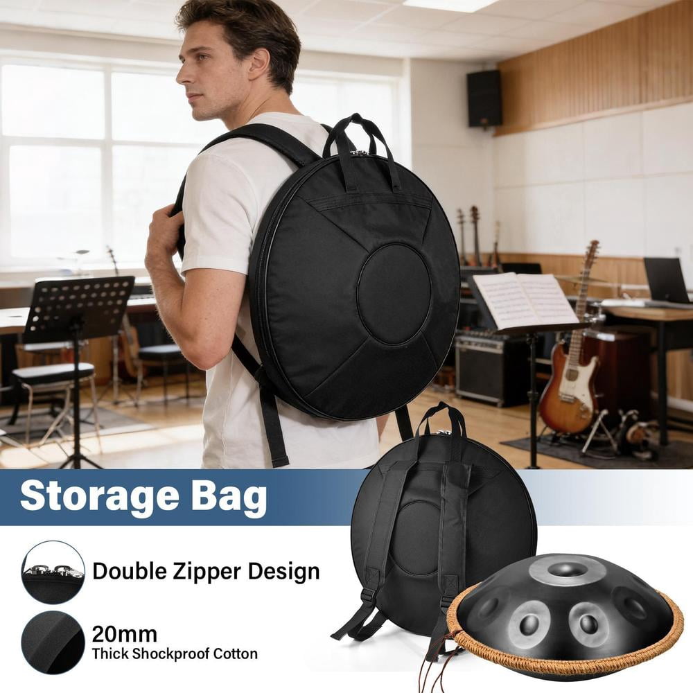 Hand Pan Drum, G Minor 9 Notes 18 Inches Meditation Drum, Musical Instruments, Portable Handpan Set for Children, Boys, Girls, Adults