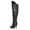 thumbnail image 3 of Wild Rose BI42 Leatherette Pointy Over The Knee Buckle Strap Stiletto Heel Boot, 3 of 6