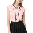 thumbnail image 1 of INSPIRE CHIC Women's Tie Neck Cap Sleeve Button Down Ruffle Summer Shirt, 1 of 6
