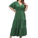 thumbnail image 1 of Vestido A Media Pierna Falda casual Mujer Cuello en V Tallas grandes Punto Impreso Ropa de fines de semana (Verde 4XL) Cgtredaw Para estrenar, 1 of 1