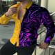 thumbnail image 1 of Camisa de lujo a la moda para hombre, con solapa y botones, color dorado, morado y azul, informal, con estampado de manga larga, cárdigan de fiesta para hombre, talla grande, 1 of 6