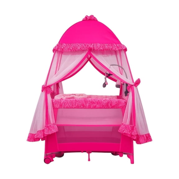 Cuna Corral Bebe Starkids Draco Toldo Liso Movil Musical Rosa