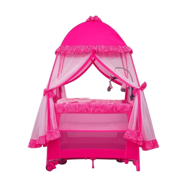Cuna Corral Bebe Starkids Draco Toldo Liso Movil Musical Rosa