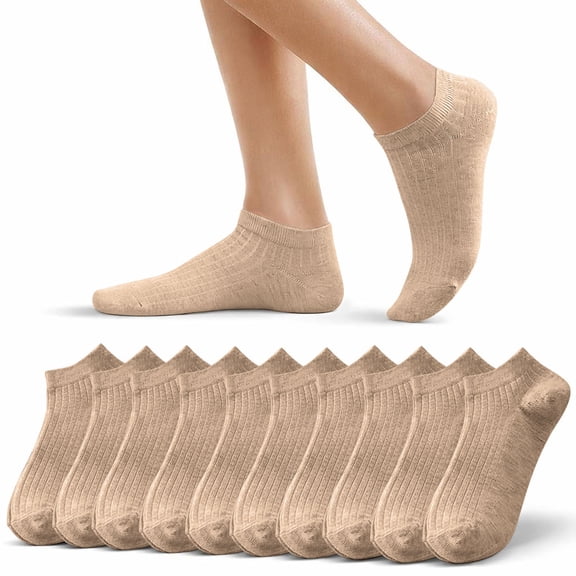 dinapents Cotton No Show Socks for Women 10 Pack Low Cut Solid Color Liner Socks for Sneakers & Flats