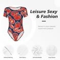 thumbnail image 6 of Naloa Hand Drawn Tomatoes Women's Short-Sleeved Onesie, One-Piece Swimsuit for Parties, dates, clubs - Medium, 6 of 9