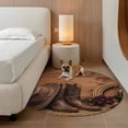 thumbnail image 3 of Cowboy Western Round Area Rugs Collection 5', Cowboy Hats Boots Retro Rose Brown Wooden Non Slip Indoor Circular Throw Runner Rug Floor Mat Carpet for Living Room Dining Table Bedroom Nursery, 3 of 9