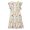 thumbnail image 5 of Girls Easter Dress Bunny Rabbit Flower Print Short Sleeve Ruffle A-Line Casual Party Dresses 95 Polyester Multicolor for Girls Ages 5-14 Years,Size 7 T, 5 of 6