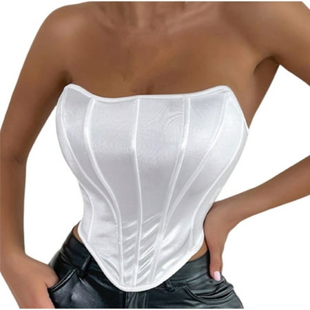 

Joau Sexy Corset Tops for Women Casual Solid Slim Backless Tanks Top Short Breast Wrap Vest Fashion Alluring Camisole