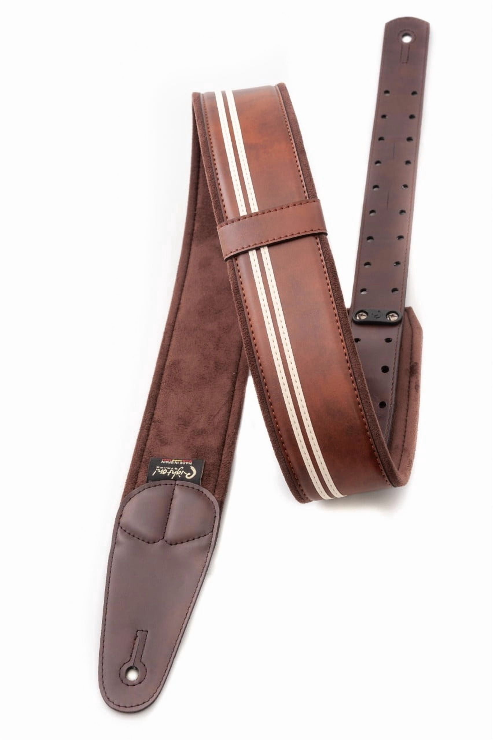 RightOn! Straps Mojo Collection Race-60 Guitar & Bass Strap made with Vegan Leather – Stylish and Comfortable - Brown