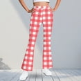 thumbnail image 3 of Ugoldhm Girls Winter Plaid Flare Pants - High Waist Bell Bottom Trousers with Fleece Lined (5-16Y), 3 of 6