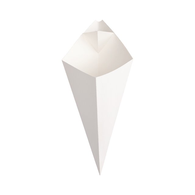 Cone Tek White Paper Food Cone with Dipping Pocket 11" x 6 1/2
