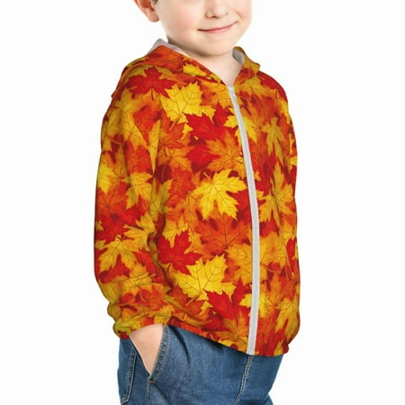 

Uemuo Vintage maple leaves autumn Pattern Rash Guard for Boys Girls Long Sleeve Swim Shirts UPF 50+ UV Sun Protection Hooded Fishing Shirt with Pocket for Kid-18 Months