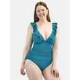 thumbnail image 2 of Time and Tru Women's Ruffle Plunge One Piece Swimsuit, Sizes XS-3X, 2 of 6