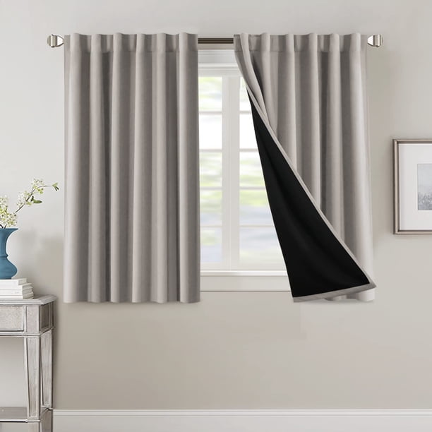 Cortinas 100 % opacas para dormitorio con forro negro, cortinas de oscurecimiento de habitación completa, 84 pulgadas de largo, con aislamiento térmico, lengüeta trasera/bolsillo para barra, cortinas para tratamiento de ventanas para sala de estar, arena natural, 2 paneles, topo cálido, 52 pulgadas de ancho x 45 pulgadas de largo