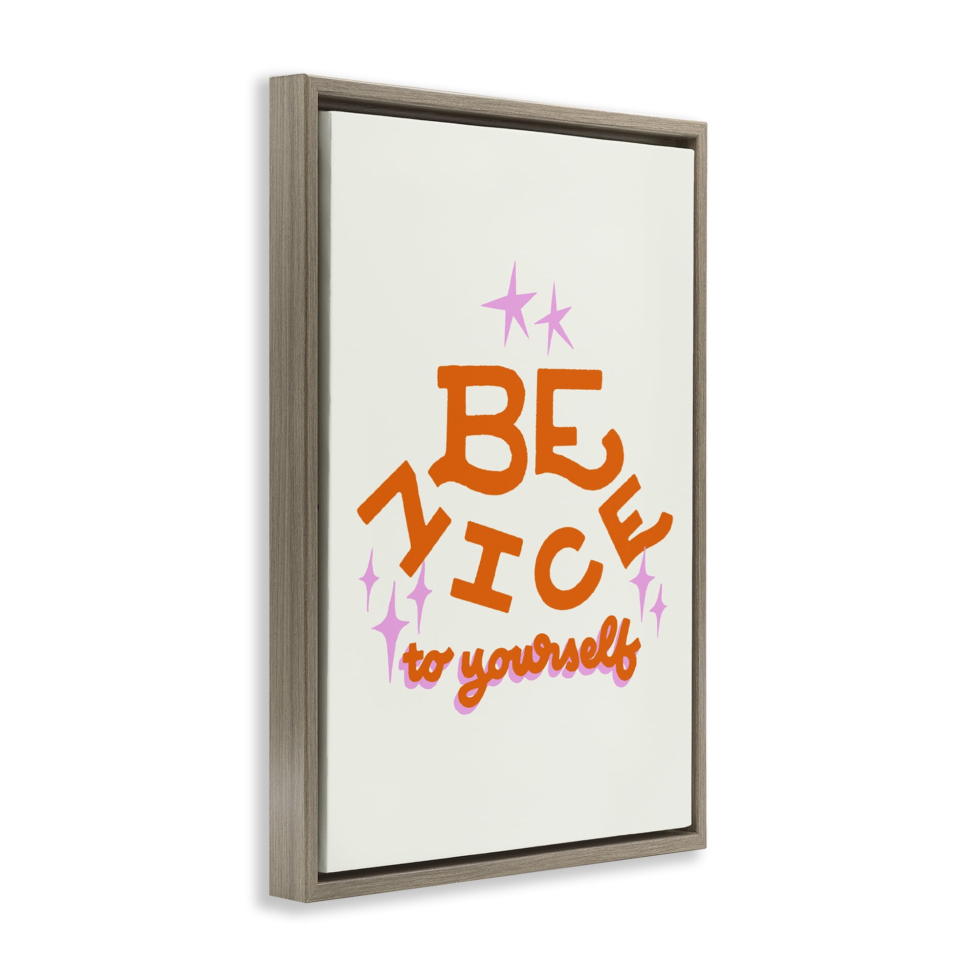 Stupell Industries Be Nice To Yourself Brown Framed Floater Canvas Wall Art, design by Indira Prieto | IndySign