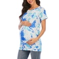 thumbnail image 3 of LilyLLL Pregnant Womens Tie Dye Print T Shirt Summer Maternity Short Sleeve Blouse Tops, 3 of 4