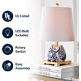 thumbnail image 3 of JYL3014A Justina 16" Ceramic Mini LED Table Lamp Cottage, Transitional for Bedroom, Living Room, Office, College Dorm, Coffee Table, Bookcase, Blue/White, 3 of 8