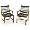 thumbnail image 1 of Costway Patio 2pcs Acacia Wood Dining Chairs All-Weather Rope Woven Armchairs Outdoor, 1 of 9