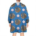 thumbnail image 2 of Blue Baseball Gloves and Balls Pattern Wearable Oversized Blanket,Wearable Blanket Hoodie for Adults,Cozy Hooded Blankets with Super Pockets,Super Warm Fuzzy Pullover for Women & Men, 2 of 6
