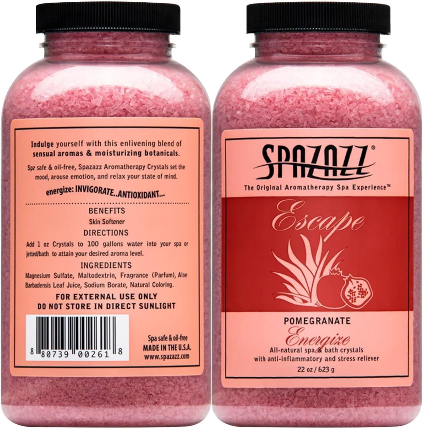 Spazazz Aromatherapy Spa and Bath Crystals - Pomegranate 22oz (2 Pack)