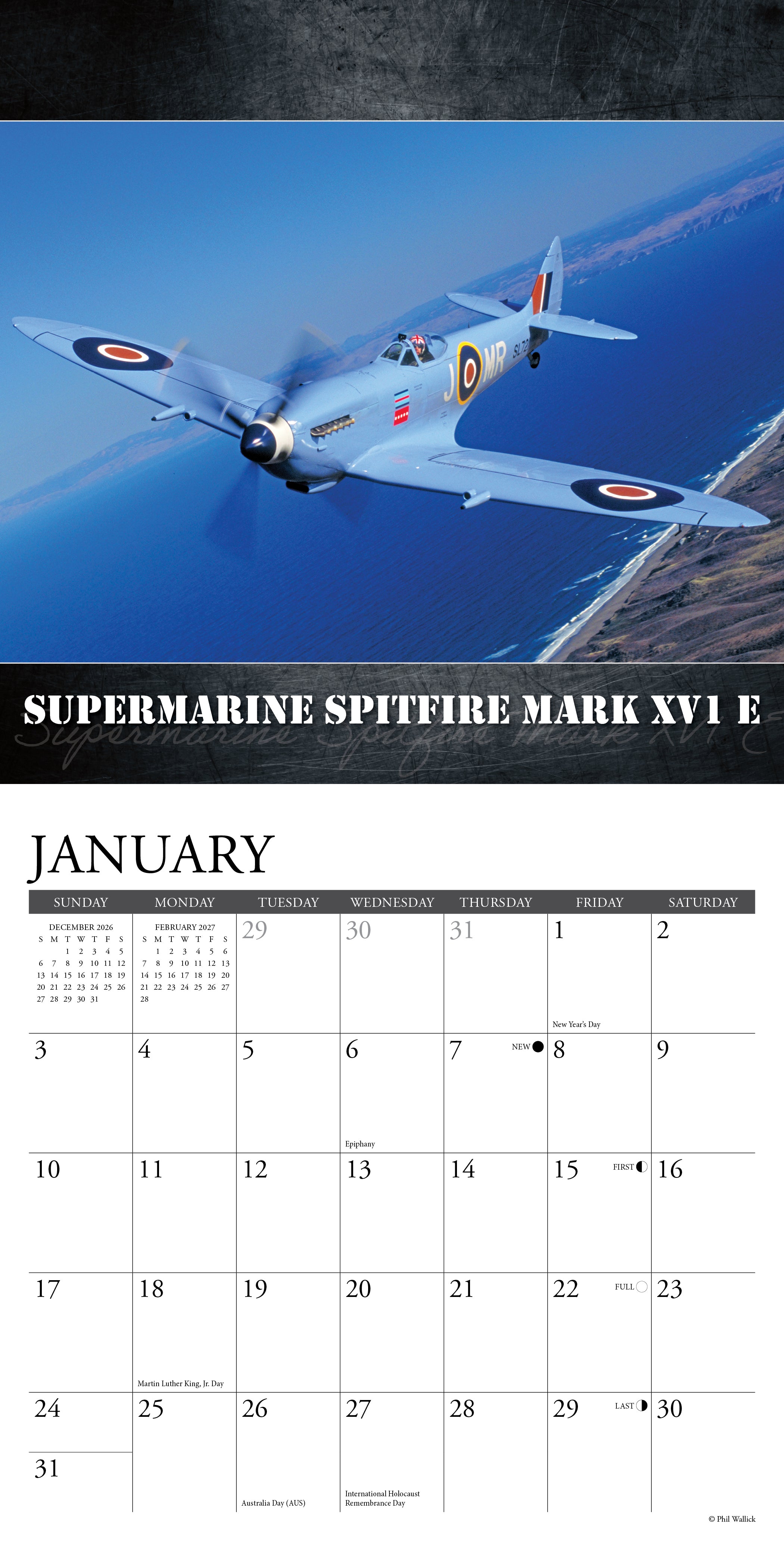 Willow Creek Press, WWII Military Aircraft 2027 Mini Wall Calendar