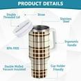 thumbnail image 3 of JSTEL Brown Grid Tartan Checkered 40 oz Tumbler Stainless Steel Water Bottle Vacuum Insulated Cup with Straw Lid & Handle For Travel Car Cup Holder, 3 of 8