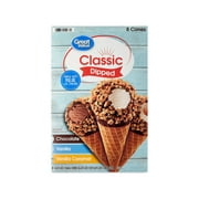 Great Value Classic Dipped Ice Cream Cones Variety Pack, 4.6 fl oz, 8 Pack