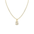 thumbnail image 1 of Precious Stars 14K Yellow Gold Cubic Zirconia Initial Letter 'S' Pendant with 20" Chain Necklace, 1 of 5