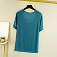thumbnail image 3 of LIaqionyy Women's Scoop Neck Short Sleeve Pajama Shirts Solid Color Pleated Front Blouse Plus Size Soft Sleepwear Tshirts, 3 of 9