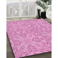 thumbnail image 2 of Ahgly Company Indoor Square Patterned Neon Pink Area Rugs, 7' Square, 2 of 6