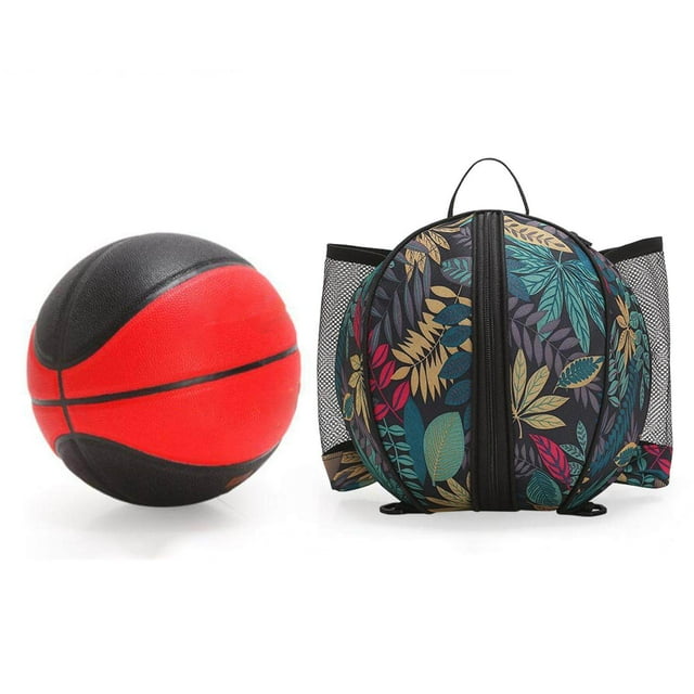 Langgg Basketball Bag Backpack Waterproof Mesh Pockets for Football Volleyball leaf