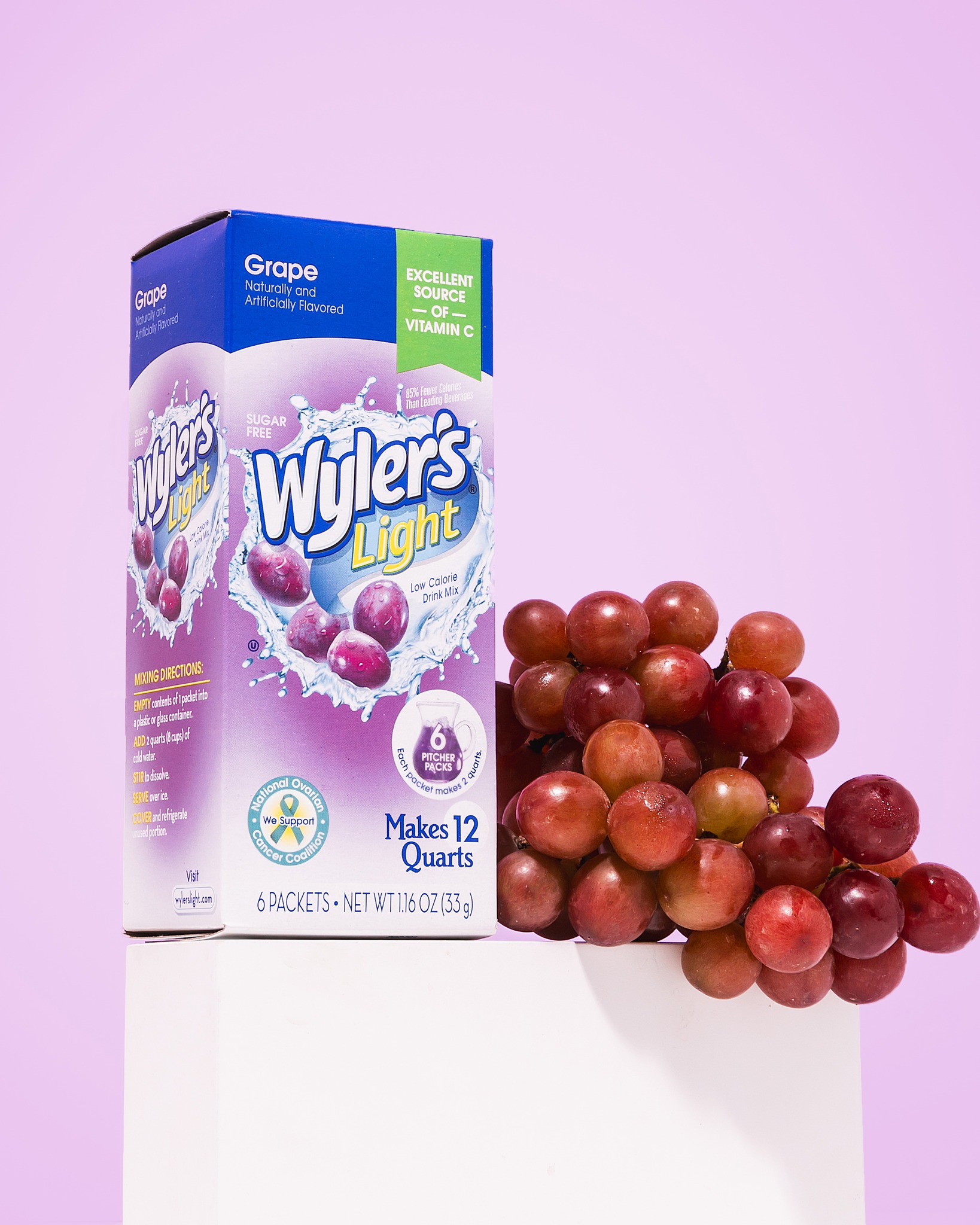 (4 pack) Wyler's Light Grape Low Calorie Drink Mix, Sugar Free Powdered Drink Mix, 1.16 oz, 6 Count