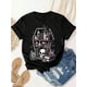 thumbnail image 1 of [Soft T-Shirt] Soft, Breathable Women's Skull Print T-Shirt | Short Sleeve Tee with Gothic Coffin Design for Casual & outdoor Wear, Black, Fitness apparel, 1 of 6