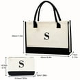 thumbnail image 5 of Modisza Gift Basket Monogram Initial Canvas Tote Bag for Mom Teacher Friend Top Handle Purse Handbag, 5 of 5