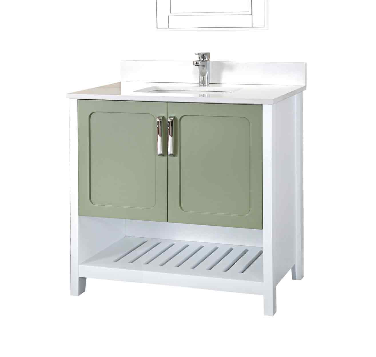 Adorn Vanity Florin Collection Green 36 inch Bathroom Vanity with ...