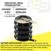 3x 4/CP300H 4.8 Volt 300mAh NiMH Battery w/ Tabs for Wireless Beacon, RTC, MBU