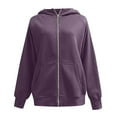 thumbnail image 2 of Basic Hoodie Jacket for Women Fall Winter Long Sleeve Plain Zip Up Hooded Sweatshirt with Pockets Coat Outerwear, 2 of 4
