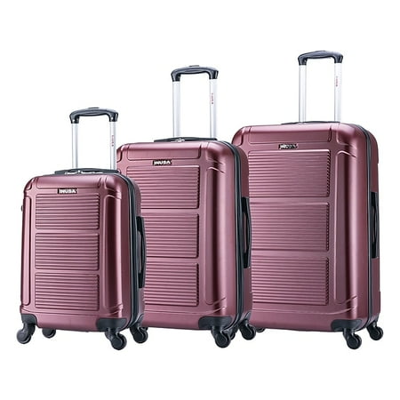 InUSA Pilot 3-Piece Plastic Luggage Set, Wine (IUPILSML-WIN)