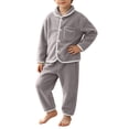 thumbnail image 5 of Asxite Toddler Fall Outfits Solid Fleece Lapel Top Straight Leg Pants Casual Loose Breathable 2 Piece Set 10T, 5 of 7